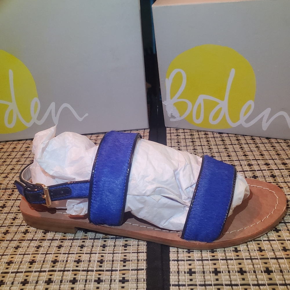 Womens Boden Calf Hair Flat Sandals